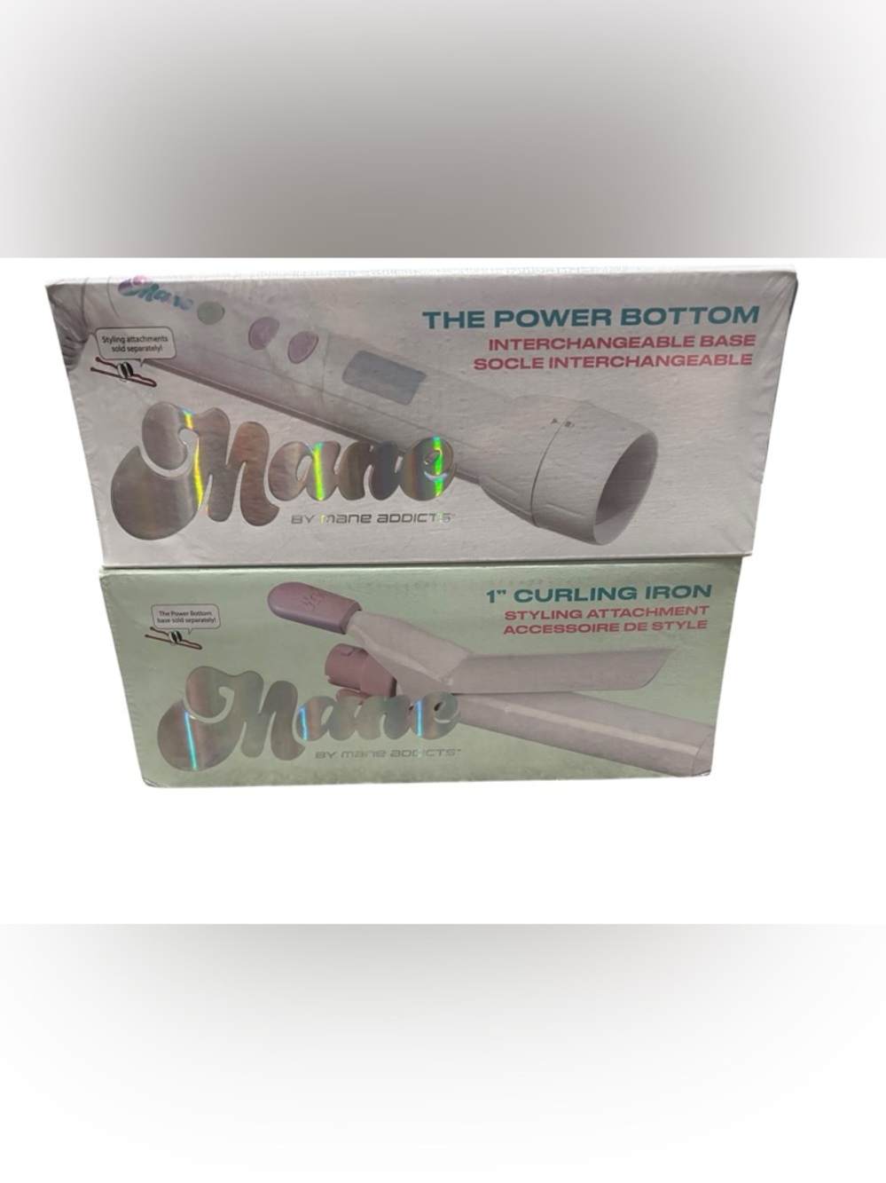 Mane by Mane Addicts 1" Curling Iron & Power Brush Set - White & Pink